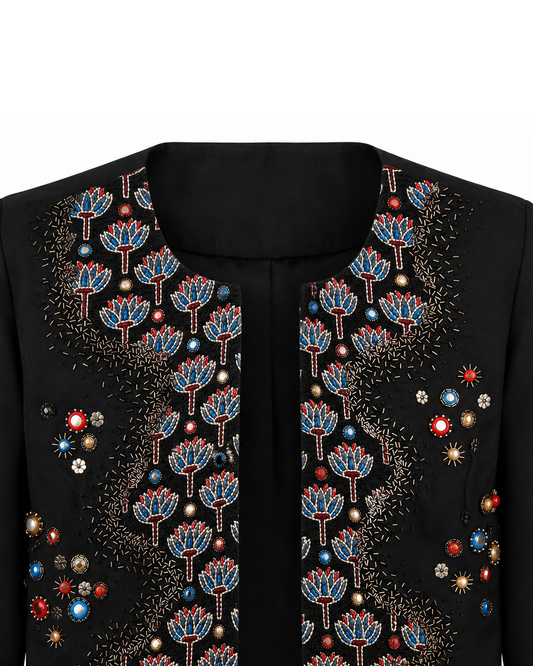 Black Ajrakh Open Jacket