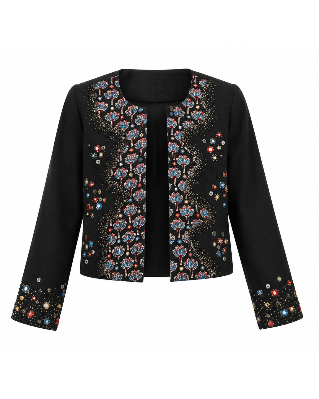 Black Ajrakh Open Jacket