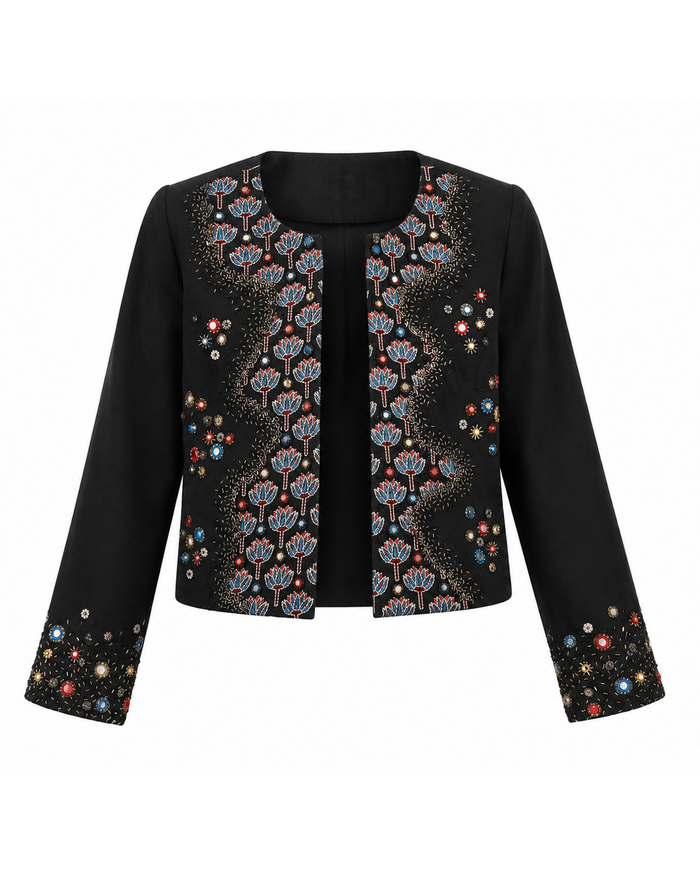 Black Ajrakh Open Jacket