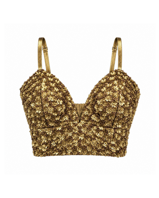 Antique Gold Flower Bralette
