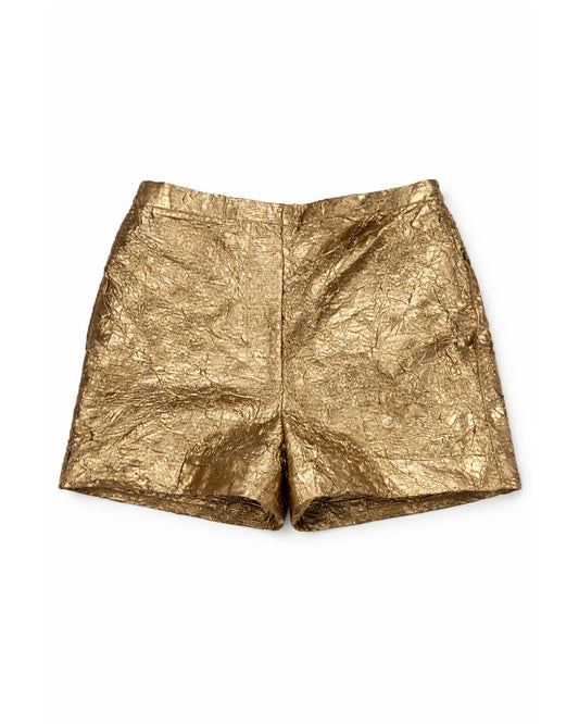 Antique Gold Crushed Tissue Shorts