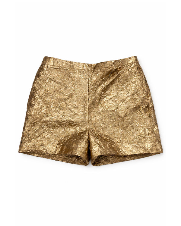 Antique Gold Crushed Tissue Shorts