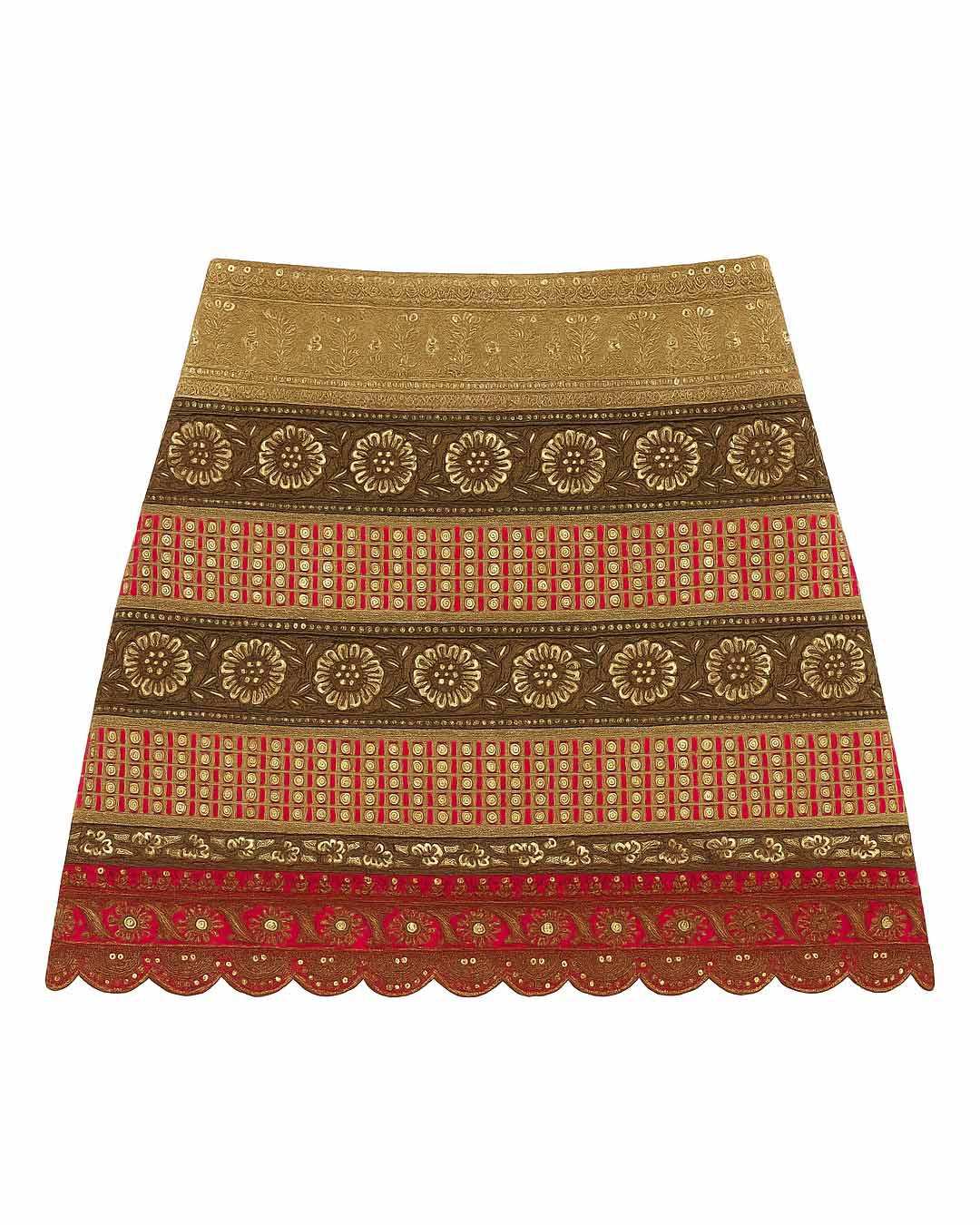 Antique Gold and Pink Gota Mini Skirt