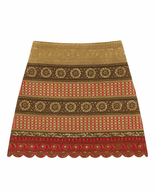 Antique Gold and Pink Gota Mini Skirt