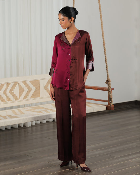 Apa Plum and Brown Co-ord Set
