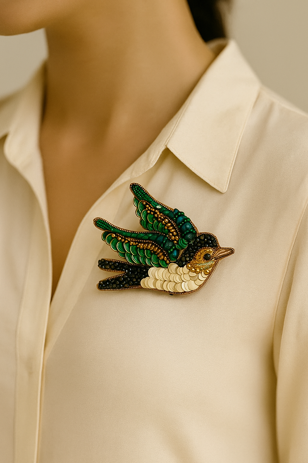Green Bird Brooch