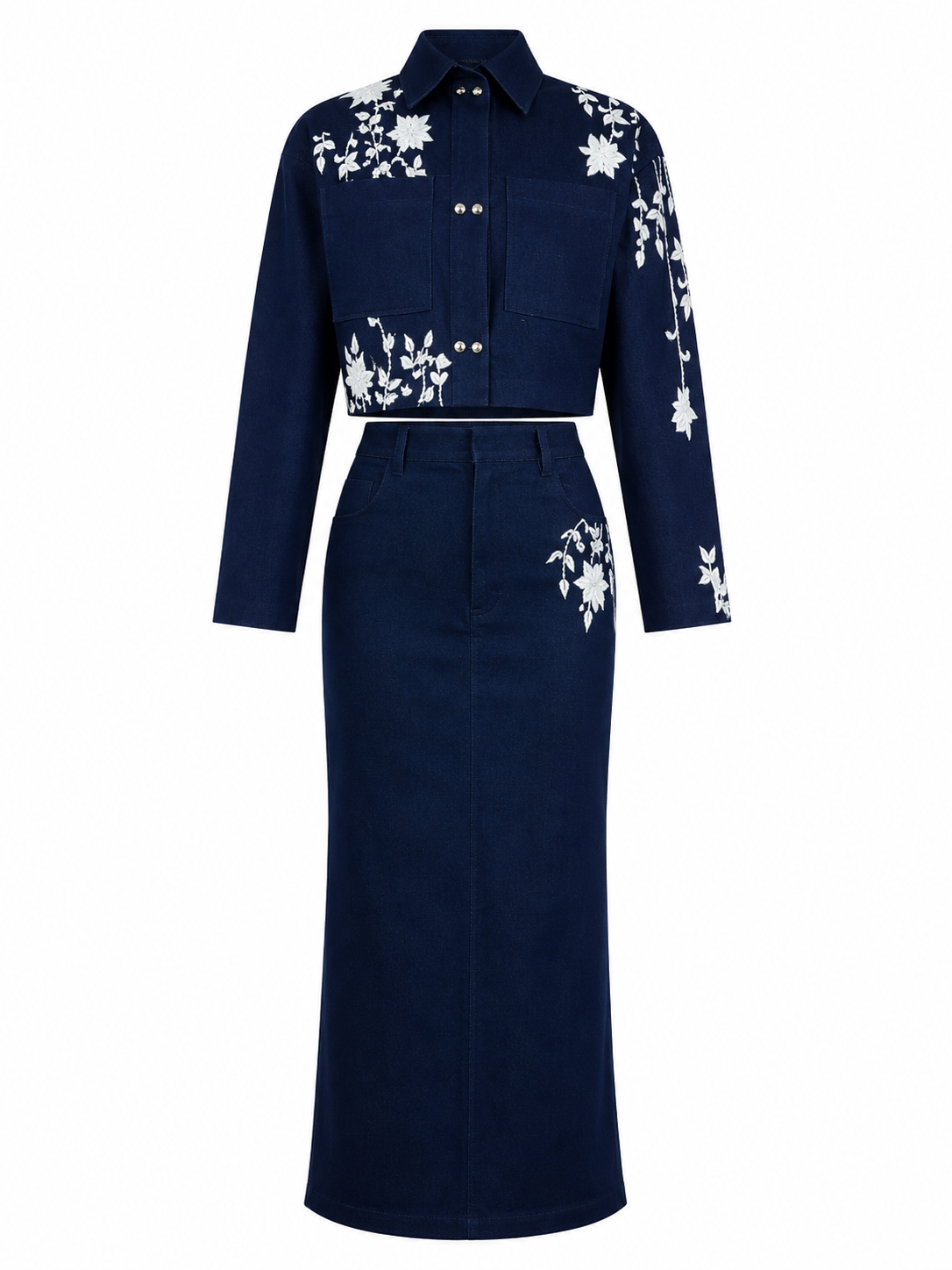 Chikankari Denim Co-ord Set