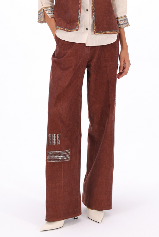 Brown Aari Trouser