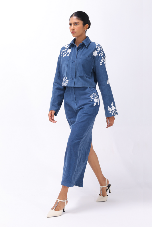 Blue Chikankari Co-ord Set