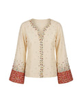 Off-white Chanderi Floral Top