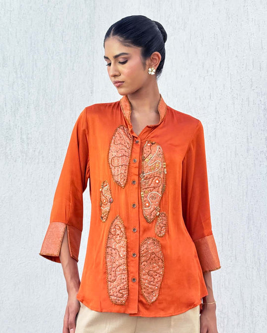 Bhumi Burnt Orange Applique Shirt