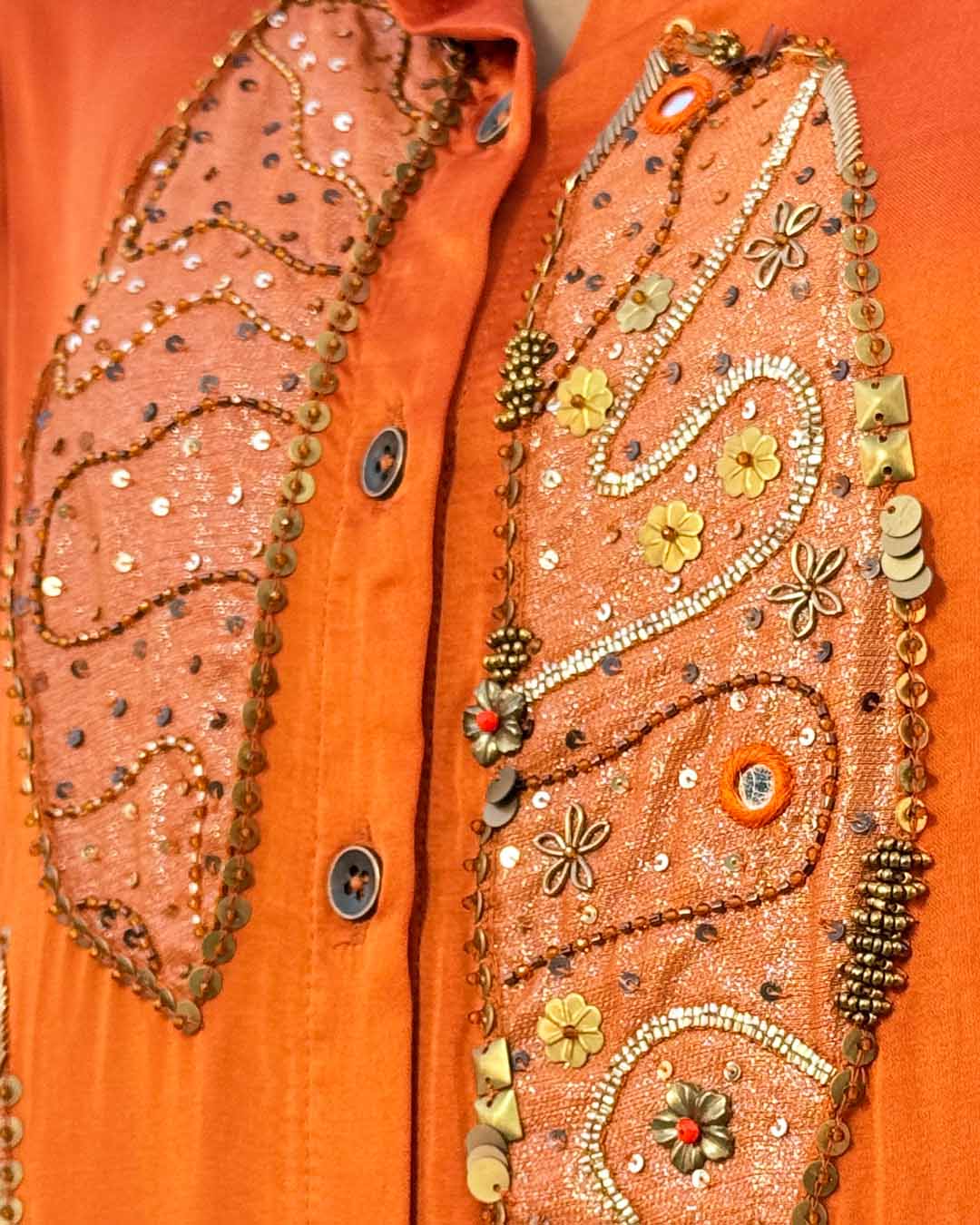 Bhumi Burnt Orange Applique Shirt