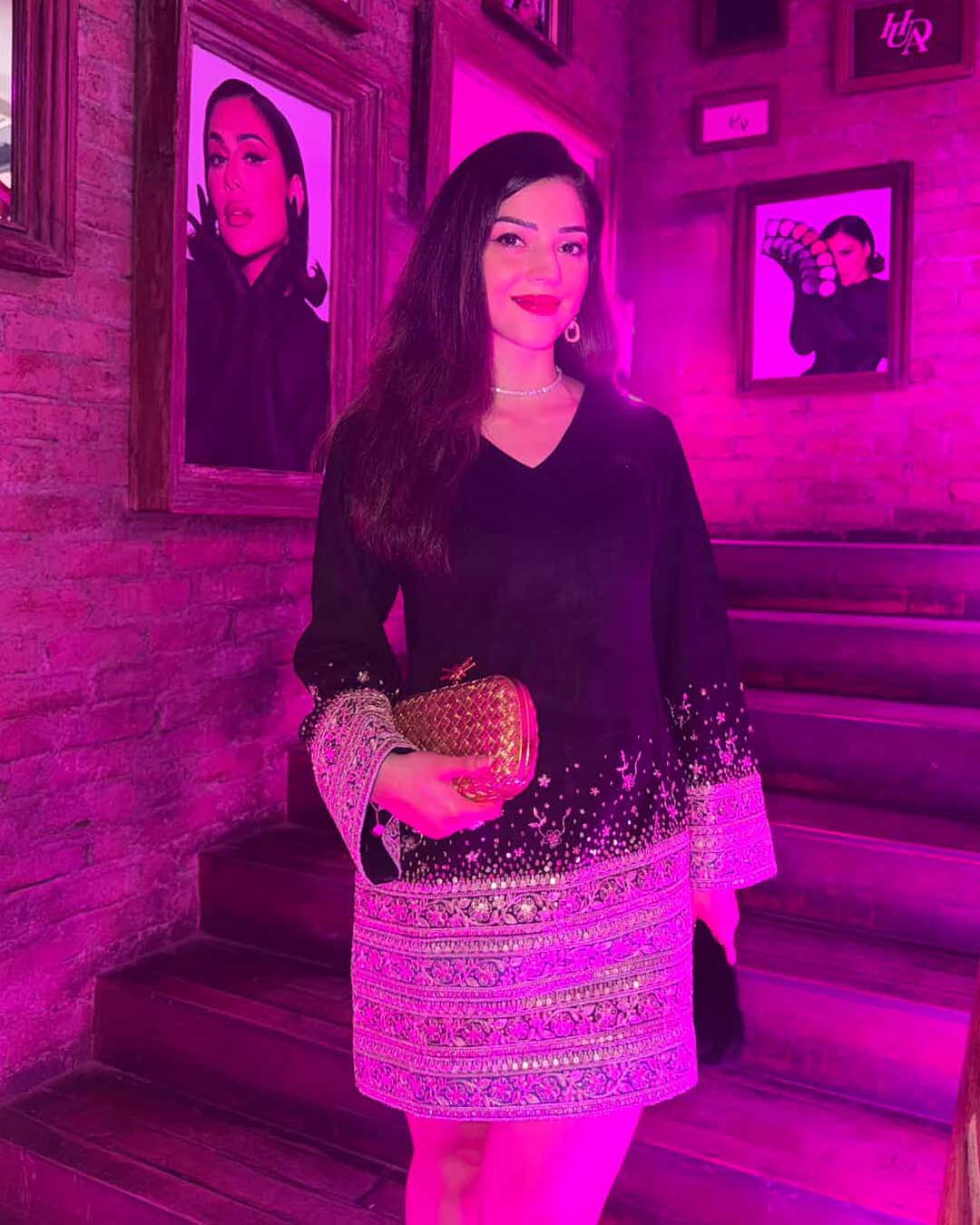 Black Suede Bell-sleeve Gota Dress