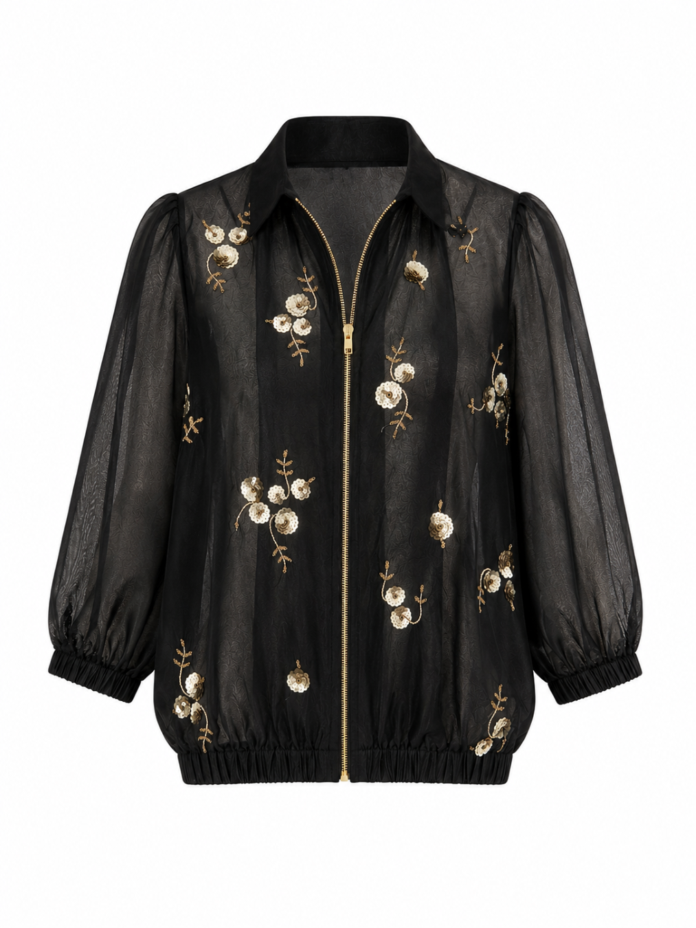Black Chanderi Bomber Jacket