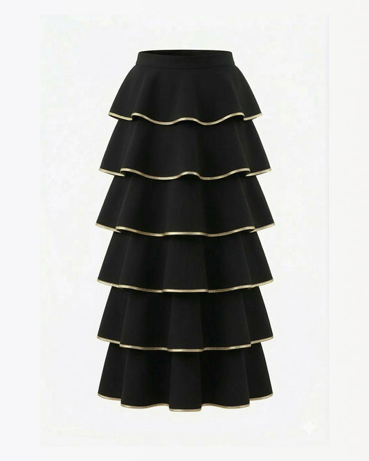 Black Chanderi Flapper Skirt