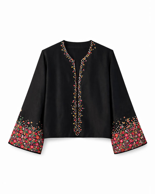 Black Floral Embroidered Co-ord Set