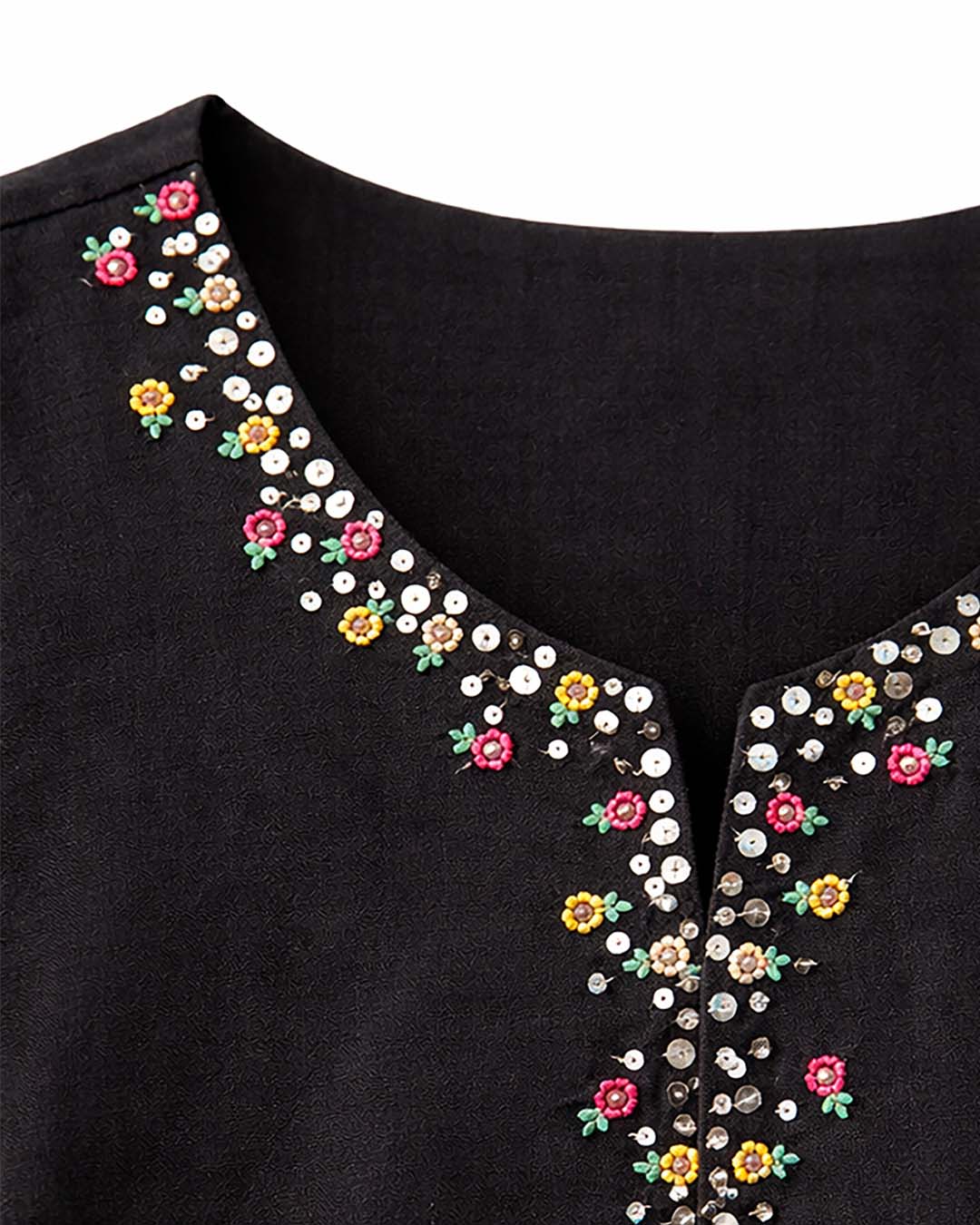 Black Floral Embroidered Co-ord Set