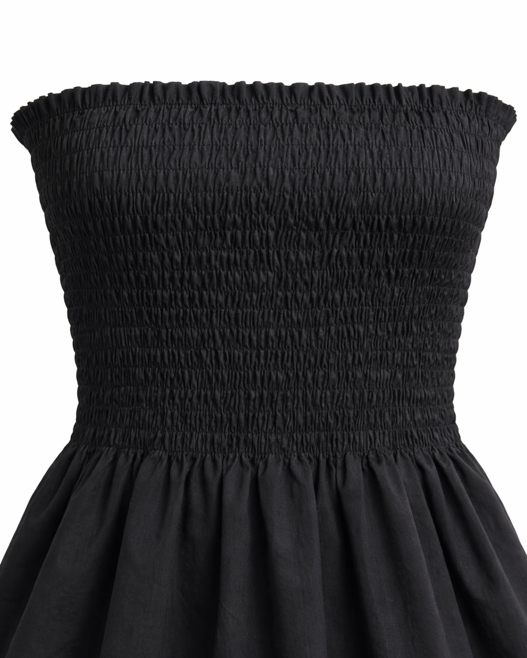 Black Cotton Smocked Gota Dress