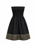 Black Cotton Smocked Gota Dress