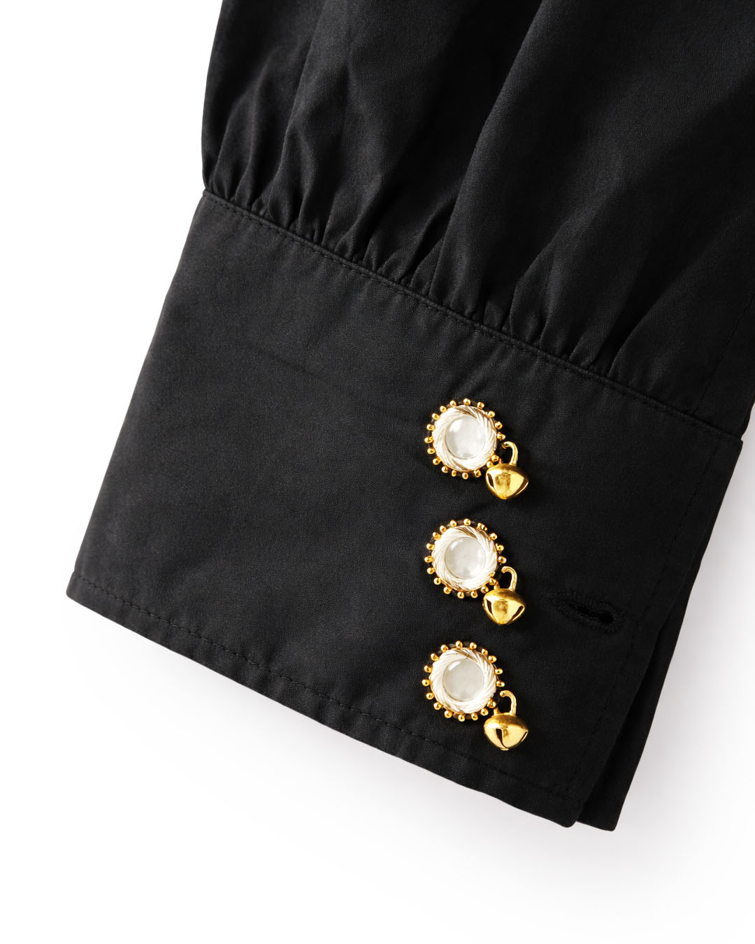 Black Cotton Mirror Embroidered Shirt