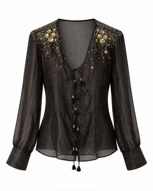 Black Georgette Shimmer Shirt