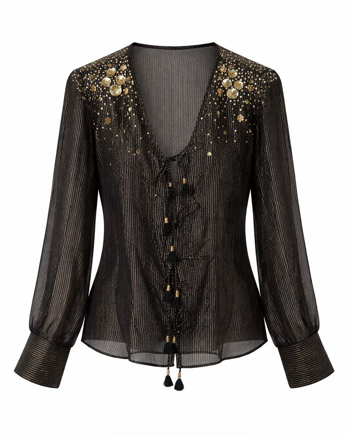 Black Georgette Shimmer Shirt
