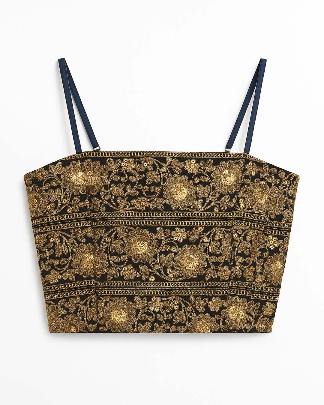 Black and Gold Gota Strap Top