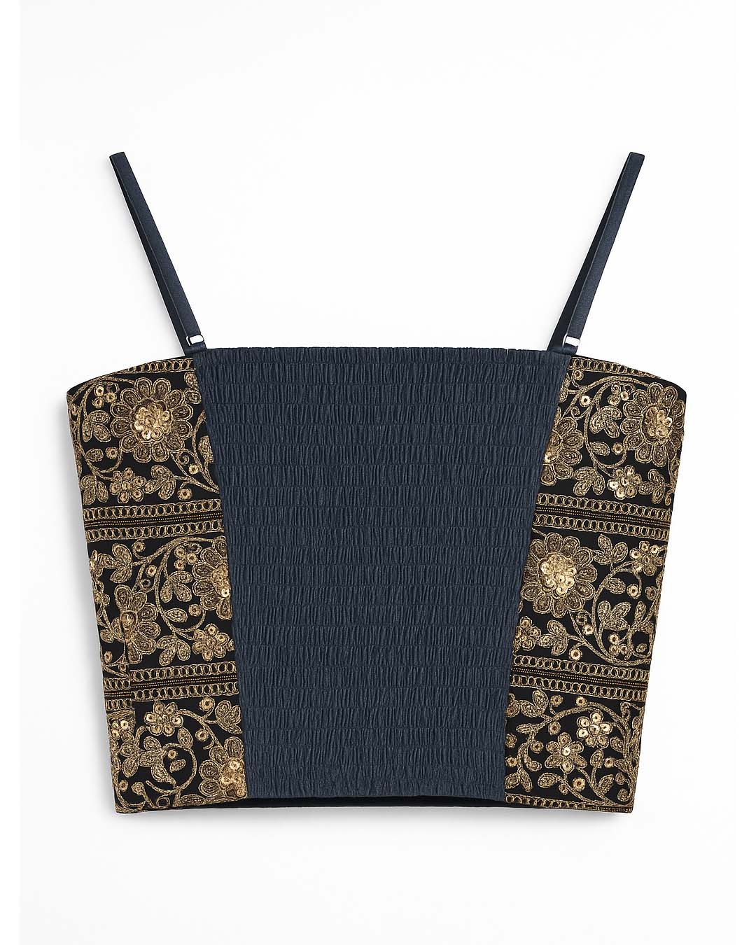 Black and Gold Gota Strap Top