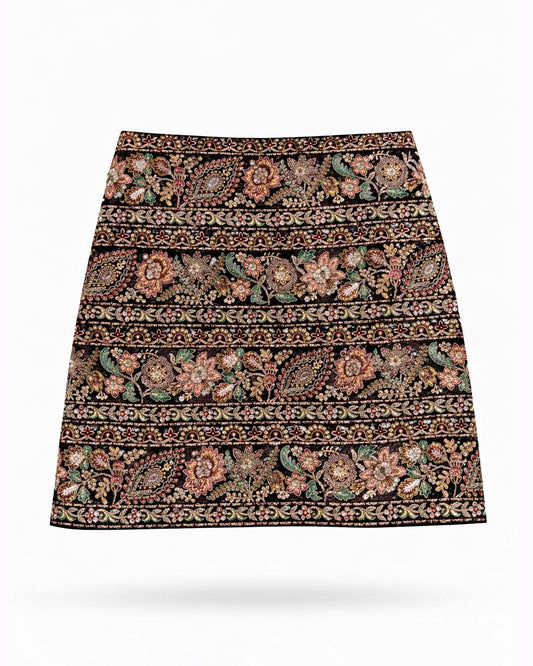 Black Multi-Colour Gota Skirt