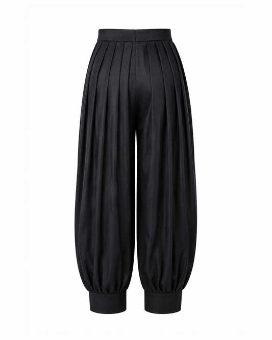 Black Satin Balloon Pants