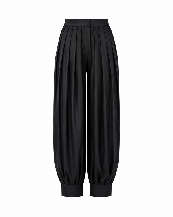 Black Satin Balloon Pants