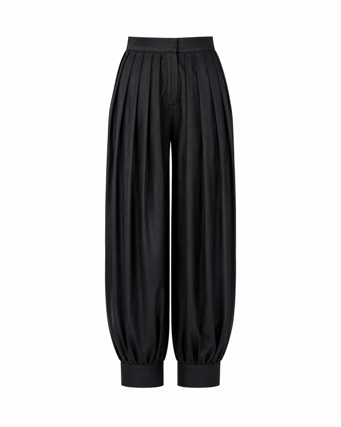 Black Satin Balloon Pants