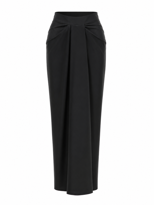Black Satin Drape Skirt
