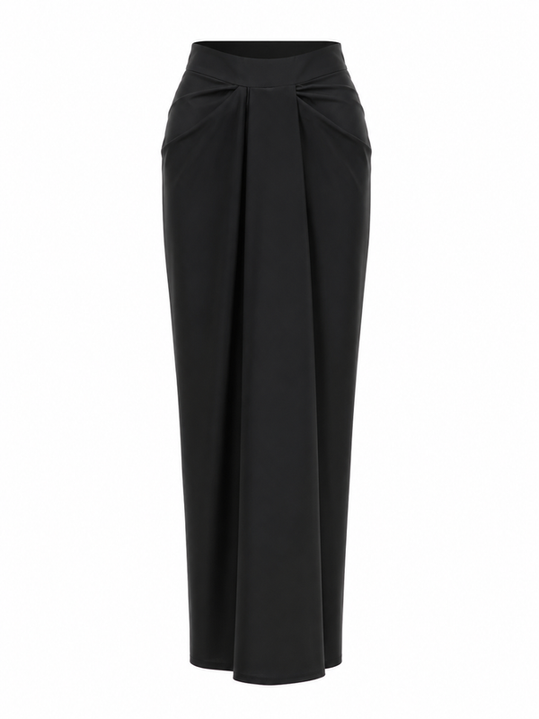 Black Satin Drape Skirt