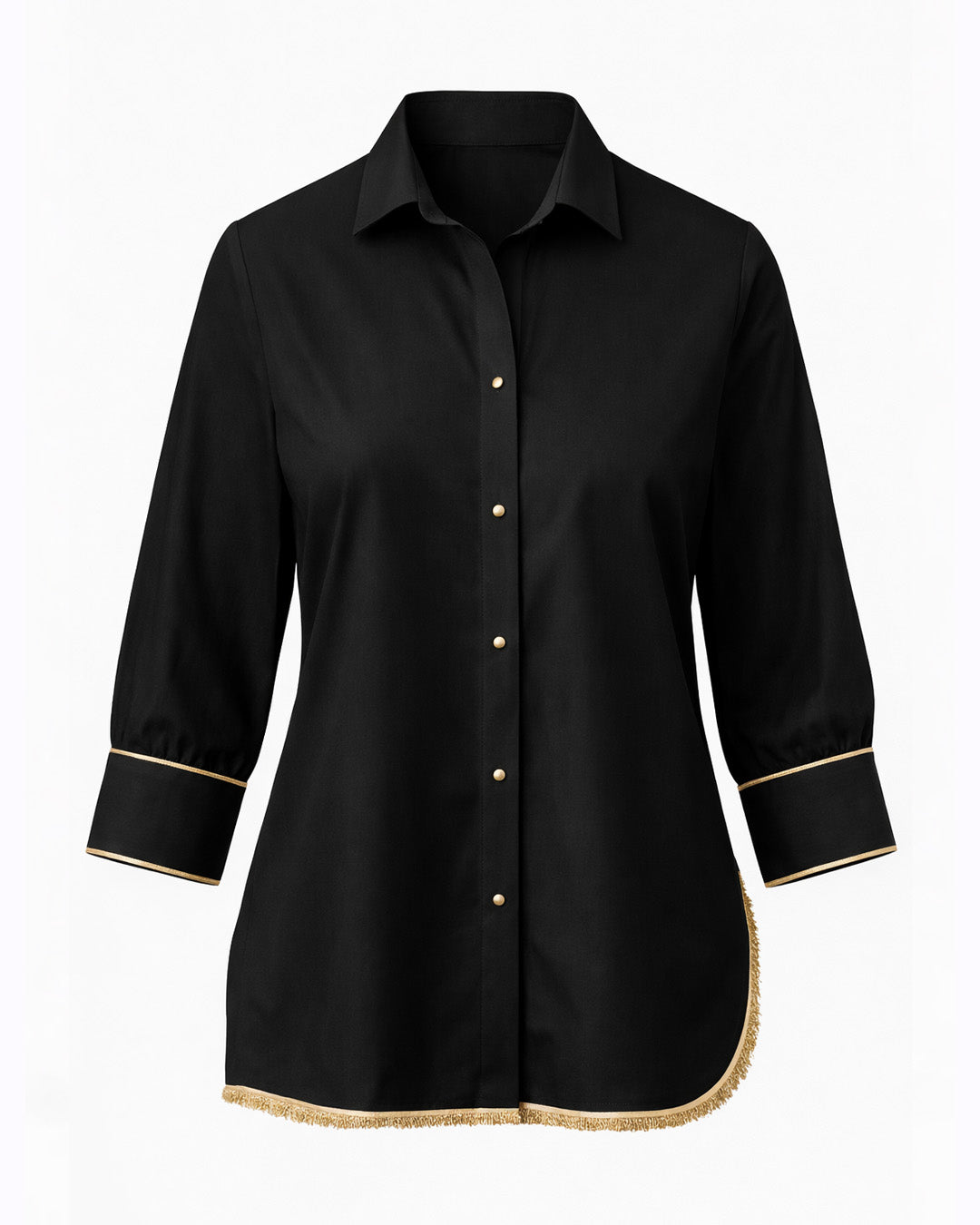 Crisp Black Asymmetrical Kinari Shirt