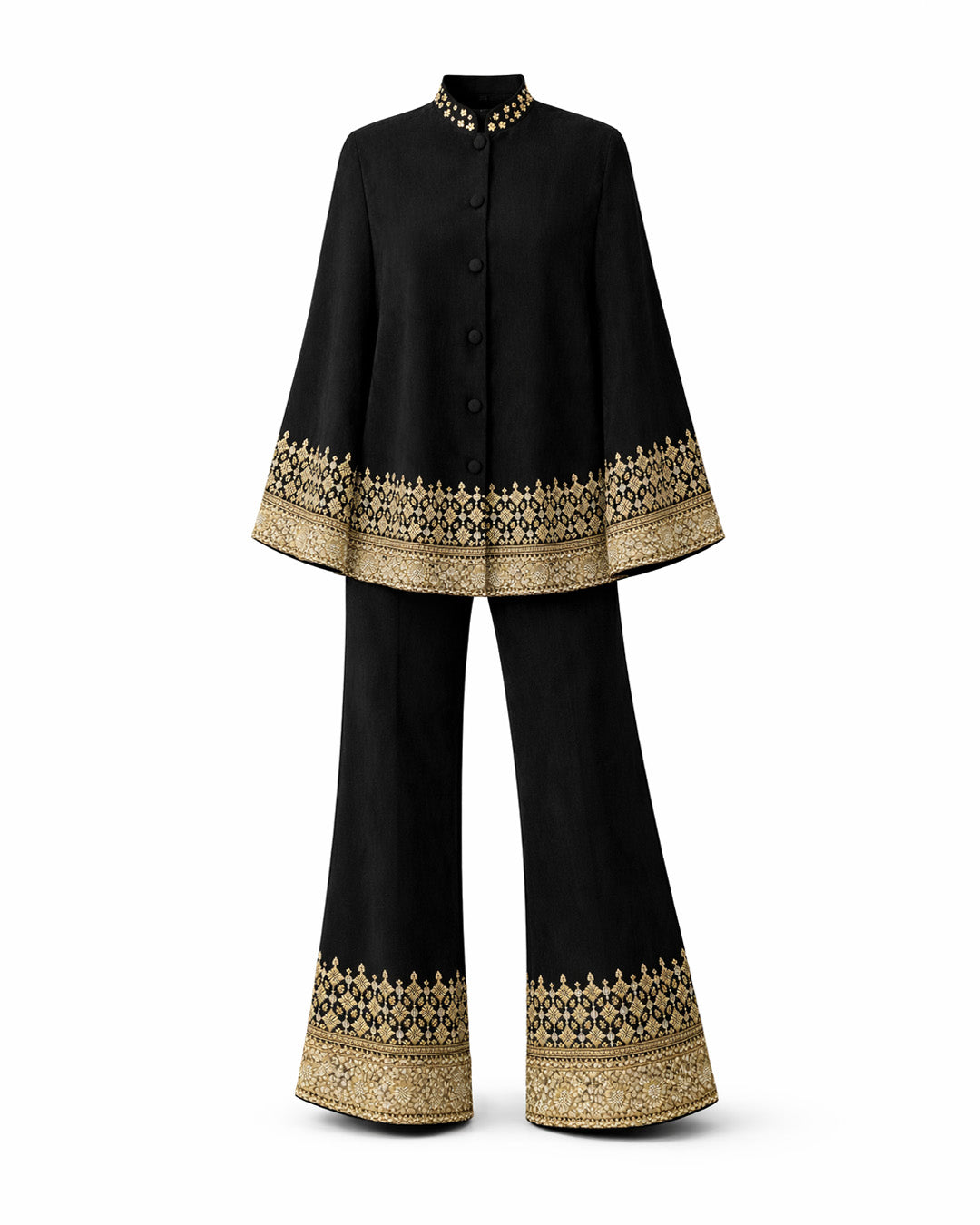 Black Suede Cape Set