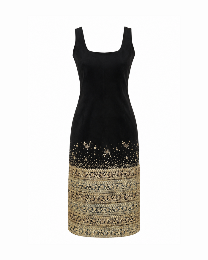 Black Suede Midi Dress