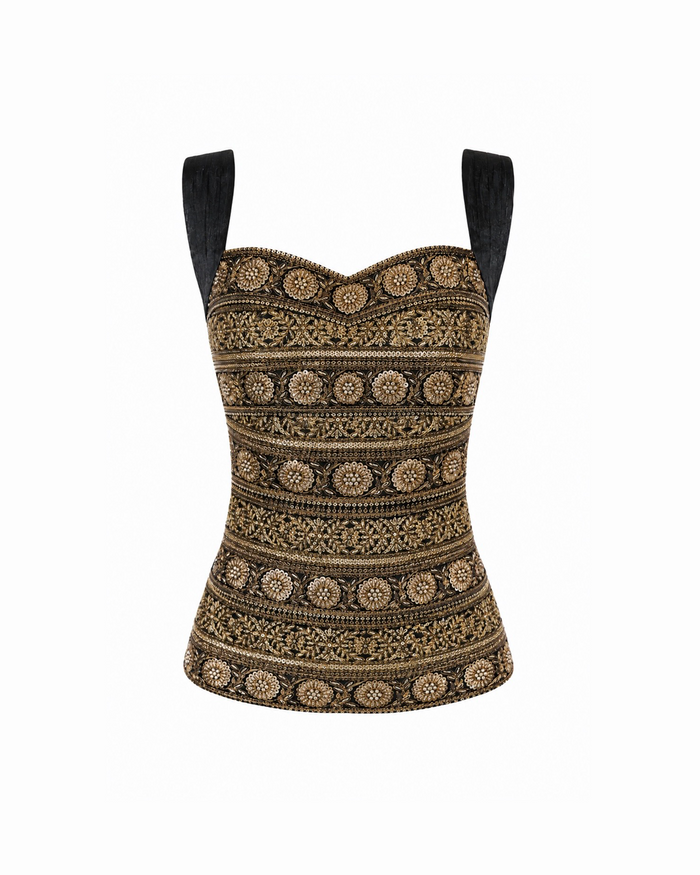Black and Antique Gold Top