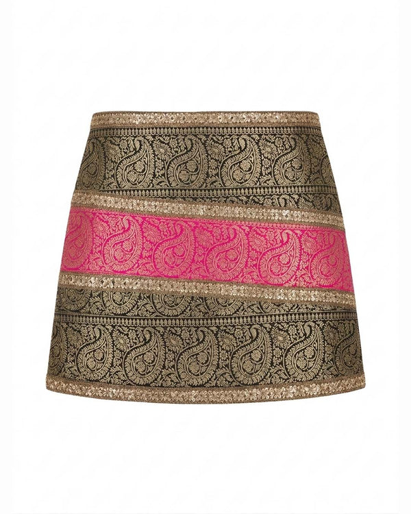 Black and Pink Brocade Gota Skirt