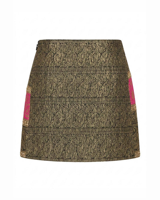 Black and Pink Brocade Gota Skirt