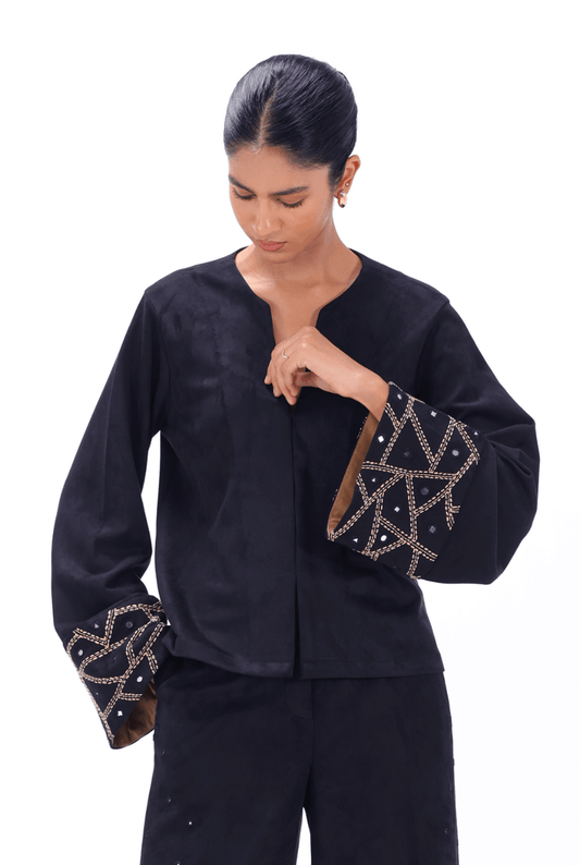 Black Bell-Sleeve Top - AMBR INDIA - #tag1# -