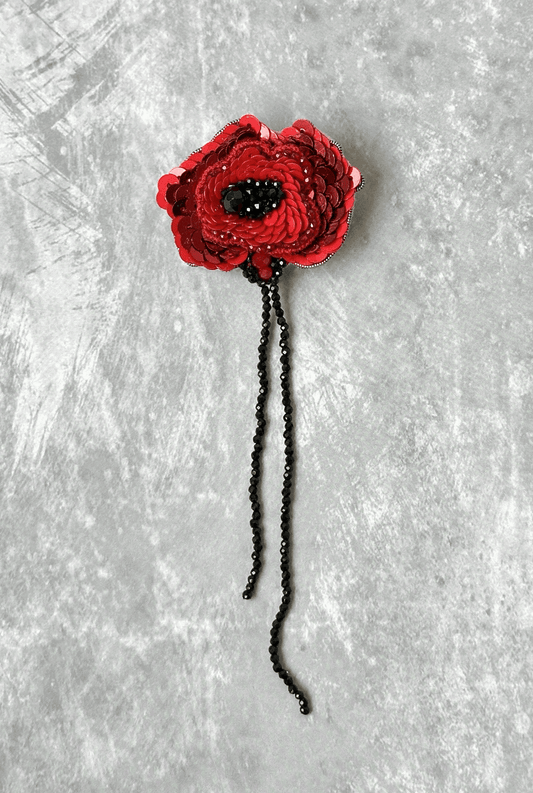 Black and Red Flower Brooch - AMBR INDIA - #tag1# -