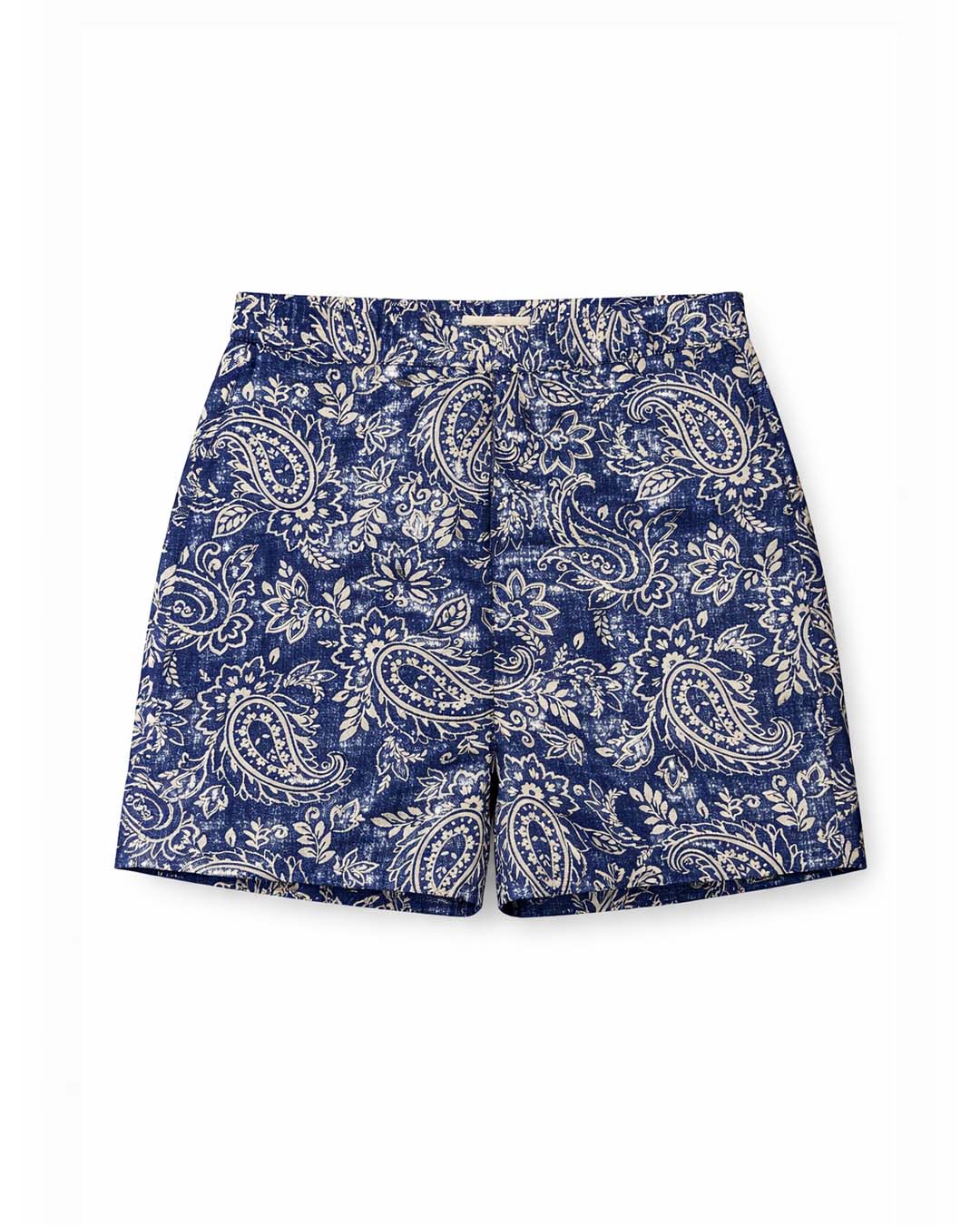 Blue Paisley Cotton Shorts