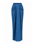 Blue Satin Drape Skirt