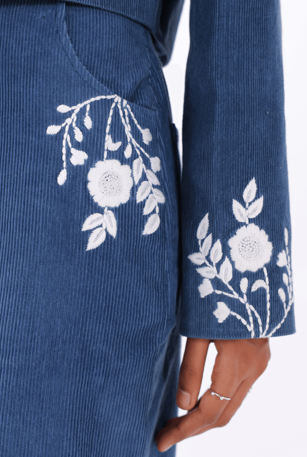 Blue Chikankari Skirt - AMBR INDIA - #tag1# - #tag2# - #tag3# - #tag4#
