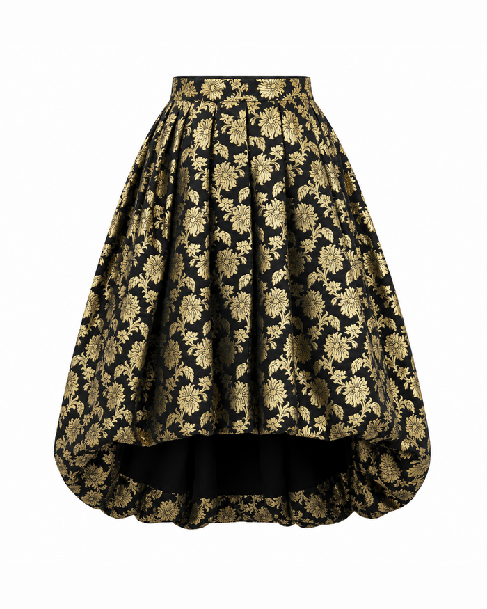 Black Brocade Balloon Skirt