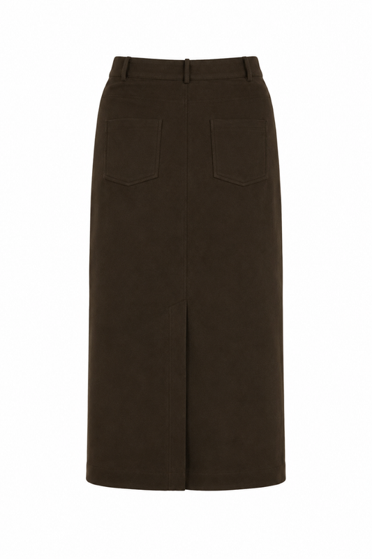 Brown Floral Suede Skirt