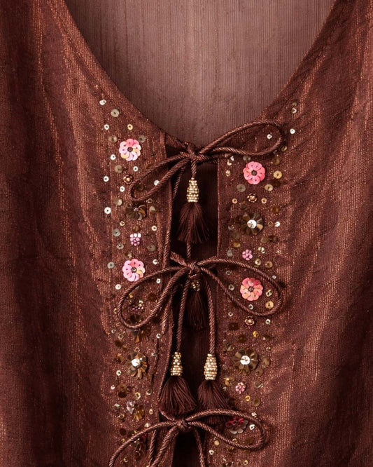 Brown Georgette Shimmer Shirt