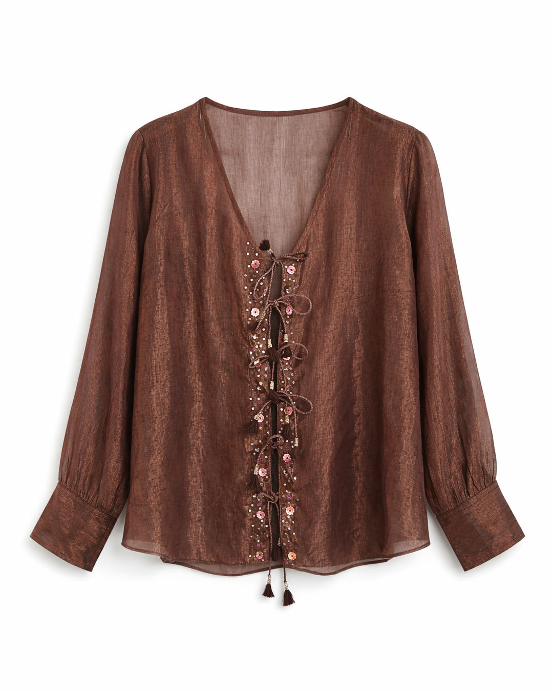Brown Georgette Shimmer Shirt