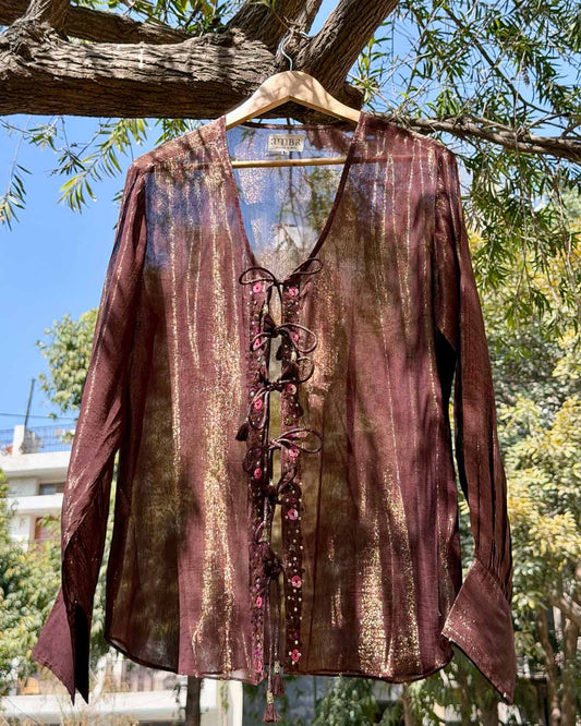 Brown Georgette Shimmer Shirt